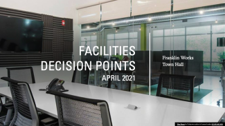 April Town Hall - Facilities Decisions Points title slide image