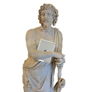statue with iPad