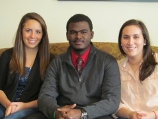 three students seated