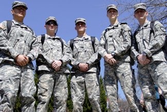 students in army fatigues, photo