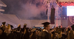 stadium with fireworks