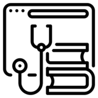 black and white graphic medical education icon