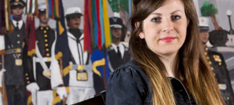 woman with mural