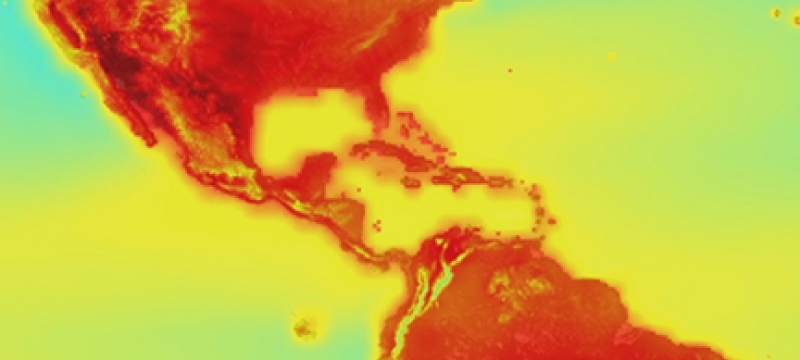 climate map shaded red