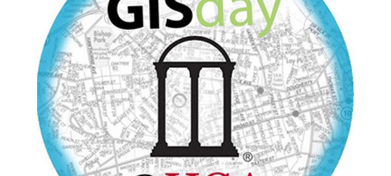 graphic logo with map, arch