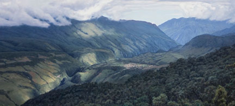 mountains with clouds - painting