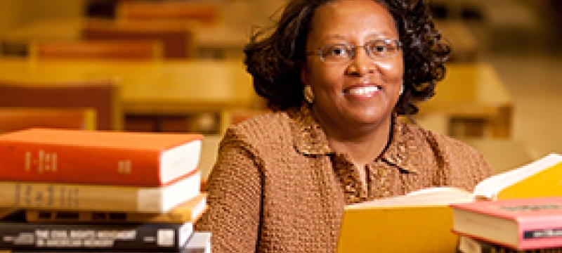 woman with books