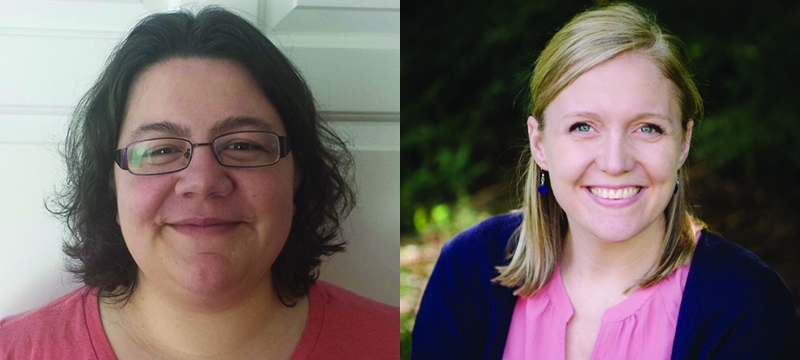 side by side head shot photos of two women
