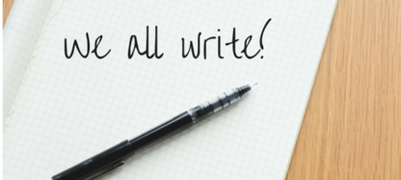 photo of paper, pen and text in black
