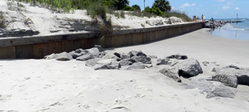 seawall with beach