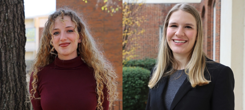 two photos of women, outdoors