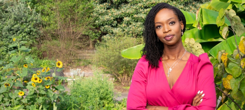 photo of woman in garden