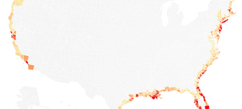 U.S. map with coastal counties highlighted