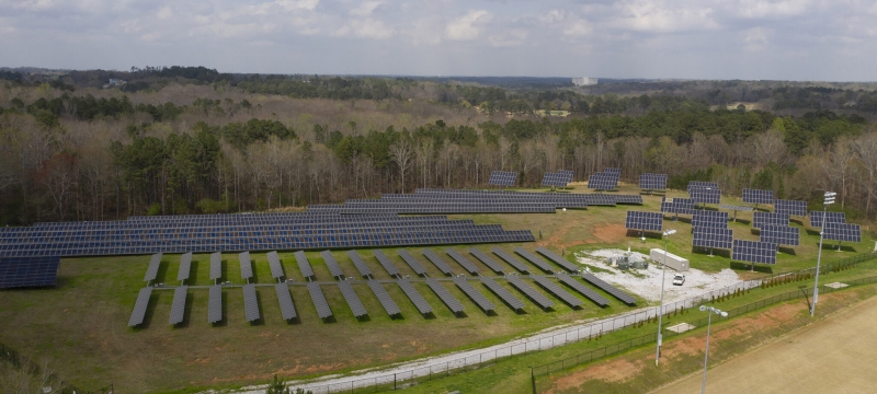 aerial photo of solar array