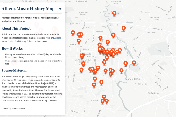 screenshot of interactive map, with text and place marks 