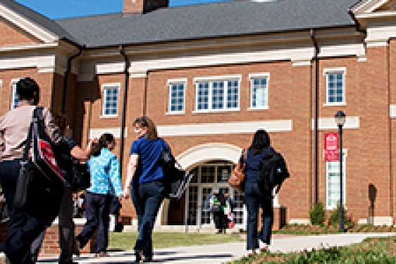 people walking, building