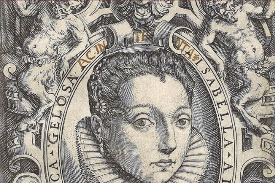 graphic with engraved image, text