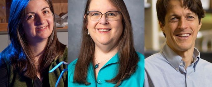 three headshot photos with two women, one man