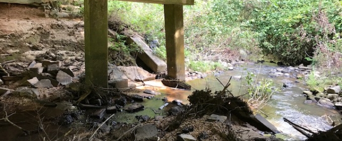 photo of bridge support and water