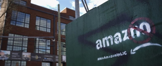 photo of Amazon protest sign