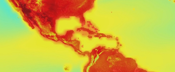 climate map shaded red