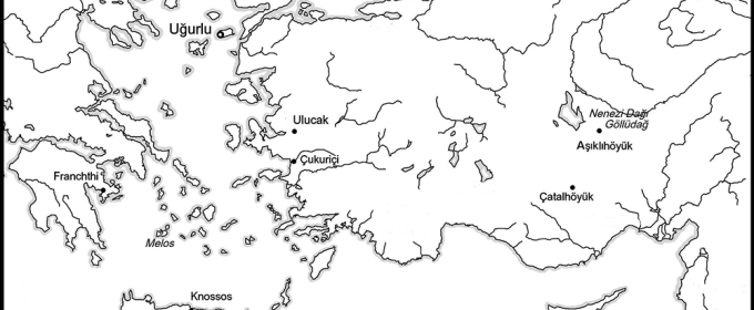 black and white outline map of Asia minor 