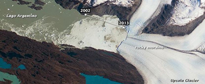 overhead image of glacier in color