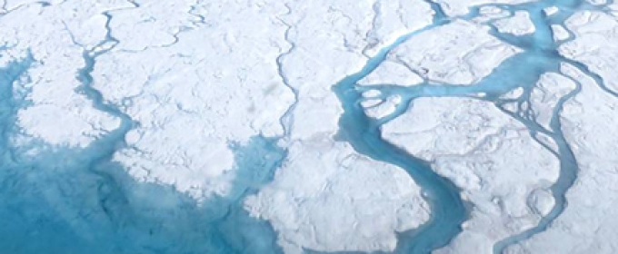 glacier with ice melting