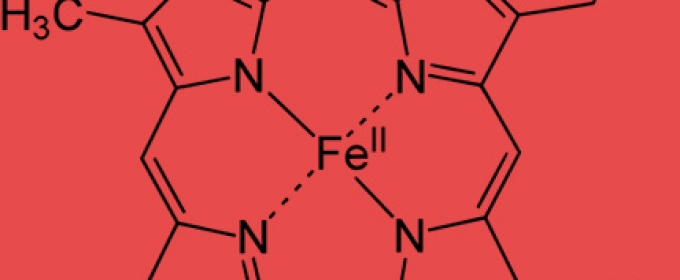 molecule diagram on red