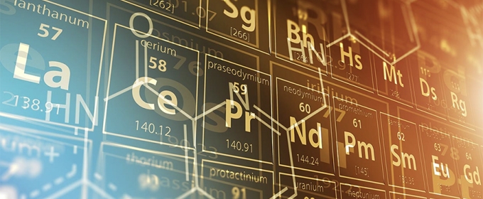 graphic of the periodic table with color gradient