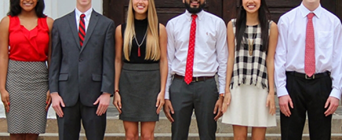 students in front of the Chapel