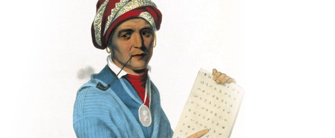 color lithograph image of man with pipe and paper with writing