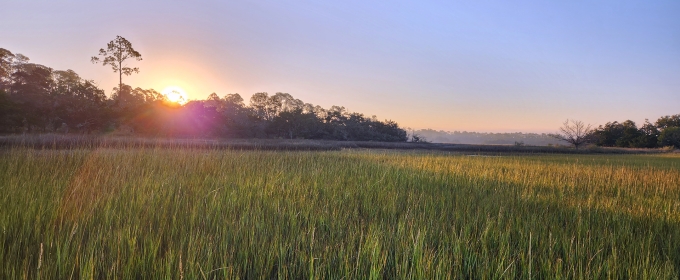 photo of sunrise over marsh