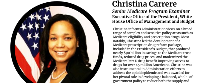 Graphic with photo of woman and text