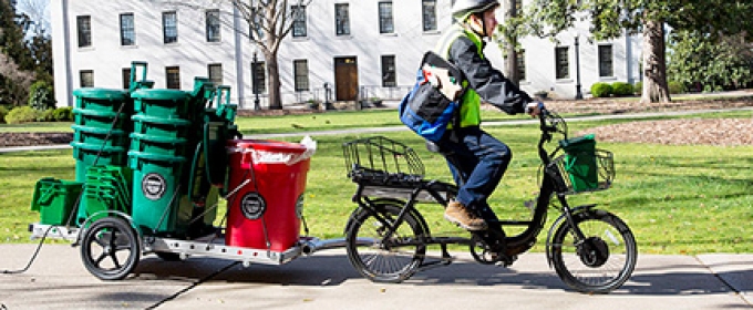 bike with trailer of bins