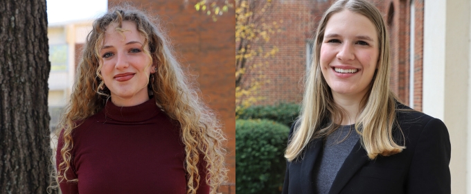 two photos of women, outdoors