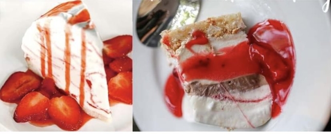 two photos of pie